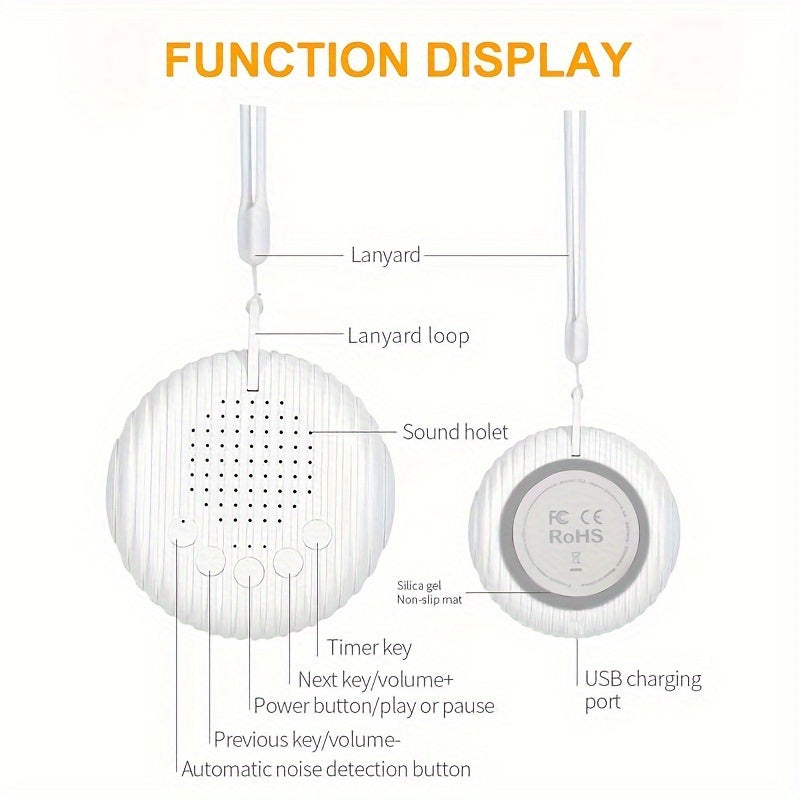 Máquina portátil de ruido blanco con 10 sonidos de la naturaleza, temporizador, batería recargable