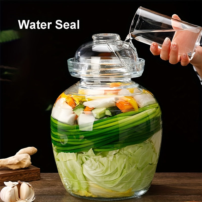 Glass Fermentation Jar with Lid Water Seal Airlock for Pickles Sauerkraut Kimchi Wine Brewing