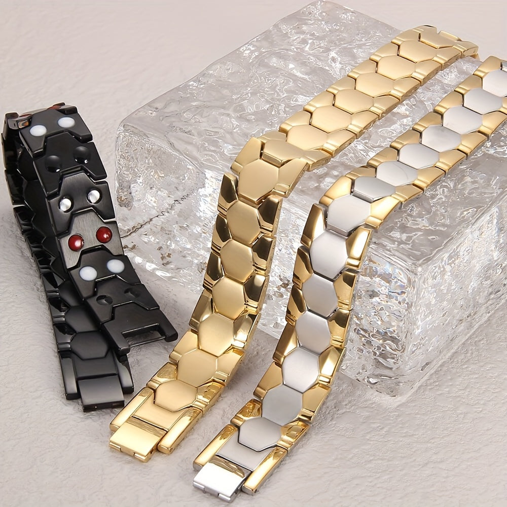 Men's Titanium Steel Magnetic Bracelet with 3500 Gauss Magnets Adjustable Stylish Gift