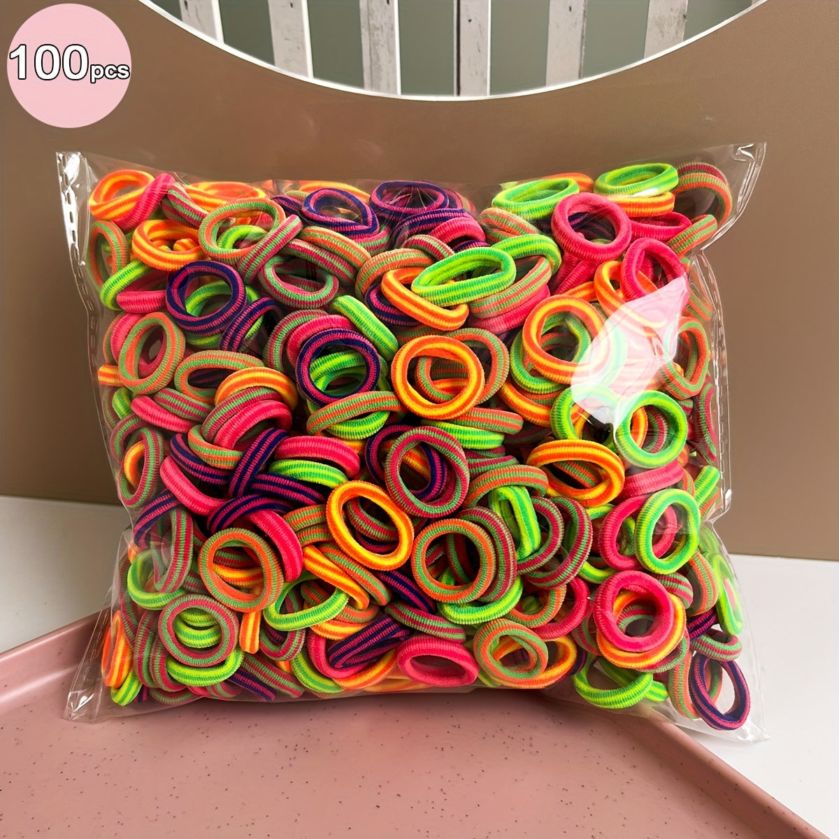 Girls Hair Elastics Pack of 100 High Elasticity Rubber Bands for Buns and Ponytails