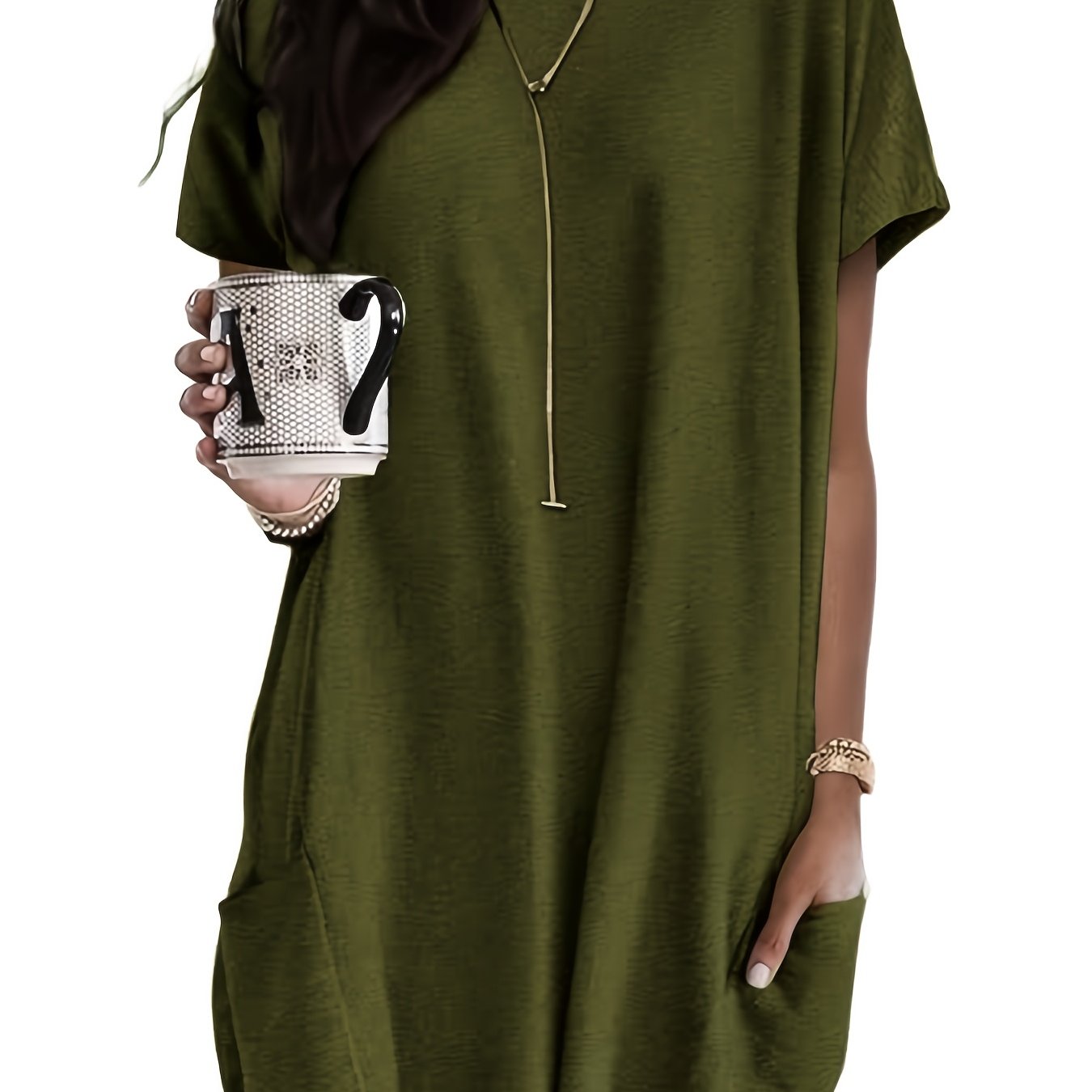 ayollar uchun keng va erkin fitli oversize T-shirt, choqmoqlar bilan, bahor va yoz uchun