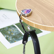 Portable Metal Handbag Hook with Boho Heart Foldable Design in Watercolor Purple Blue Pink