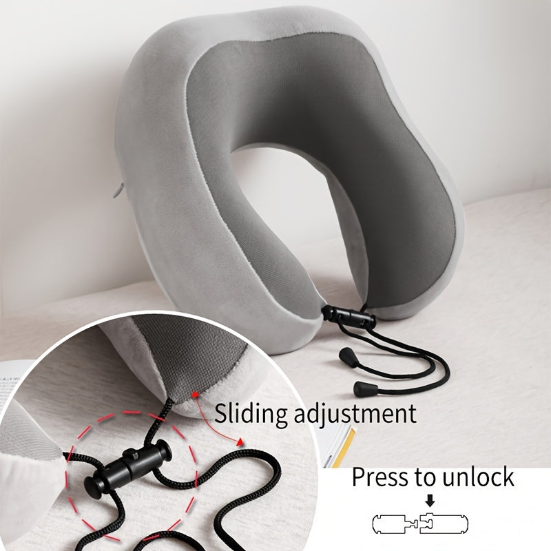 Memory Foam U-Shaped Travel Pillow for Neck Support Adjustable Reversible Medium Firm Red Blue