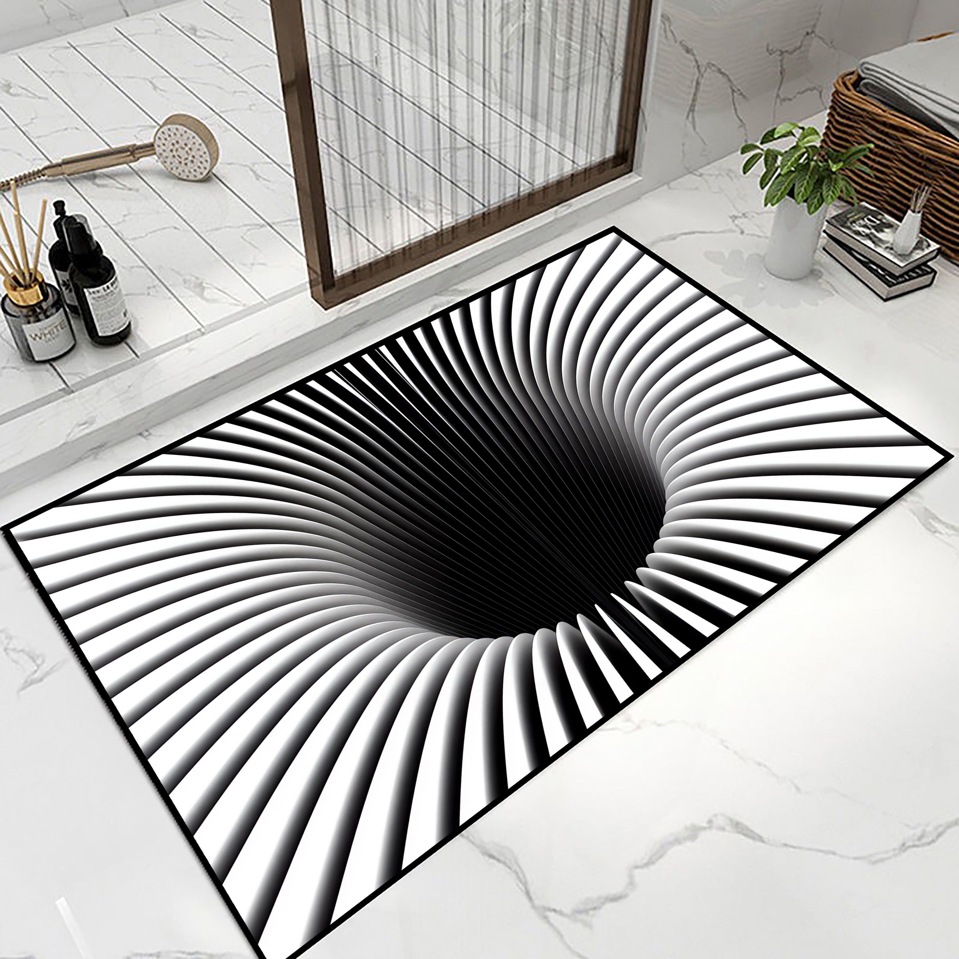 Bathroom and Floor Mat Absorbent Polyester Non Slip for Living Room and Entrance