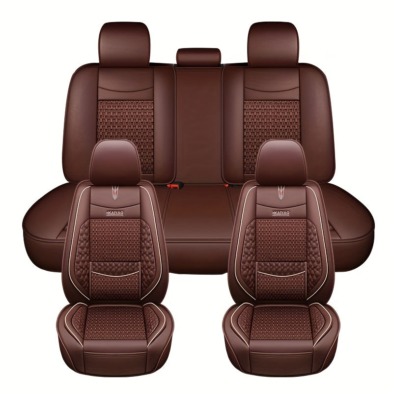 Juego de fundas de asiento de cuero sintético universal para interior de coche, cobertura completa