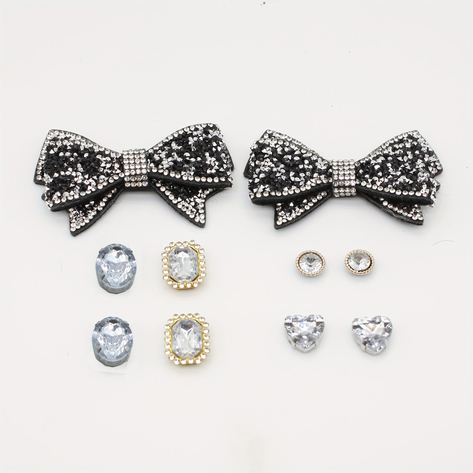 Women Shoe Charms Set With Rhinestone Bows, ABS Material Shoe Decorations