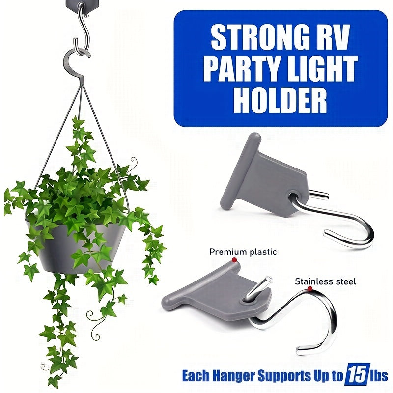 12/24PCS RV Awning Hooks Set Camping Light Hangers S-Shaped Indoor Outdoor
