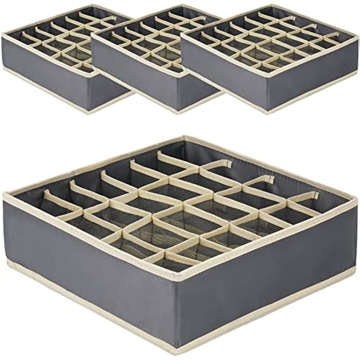 24-Compartment Foldable Storage Organizer for Socks and Underwear Soft Canvas Closet Organizer