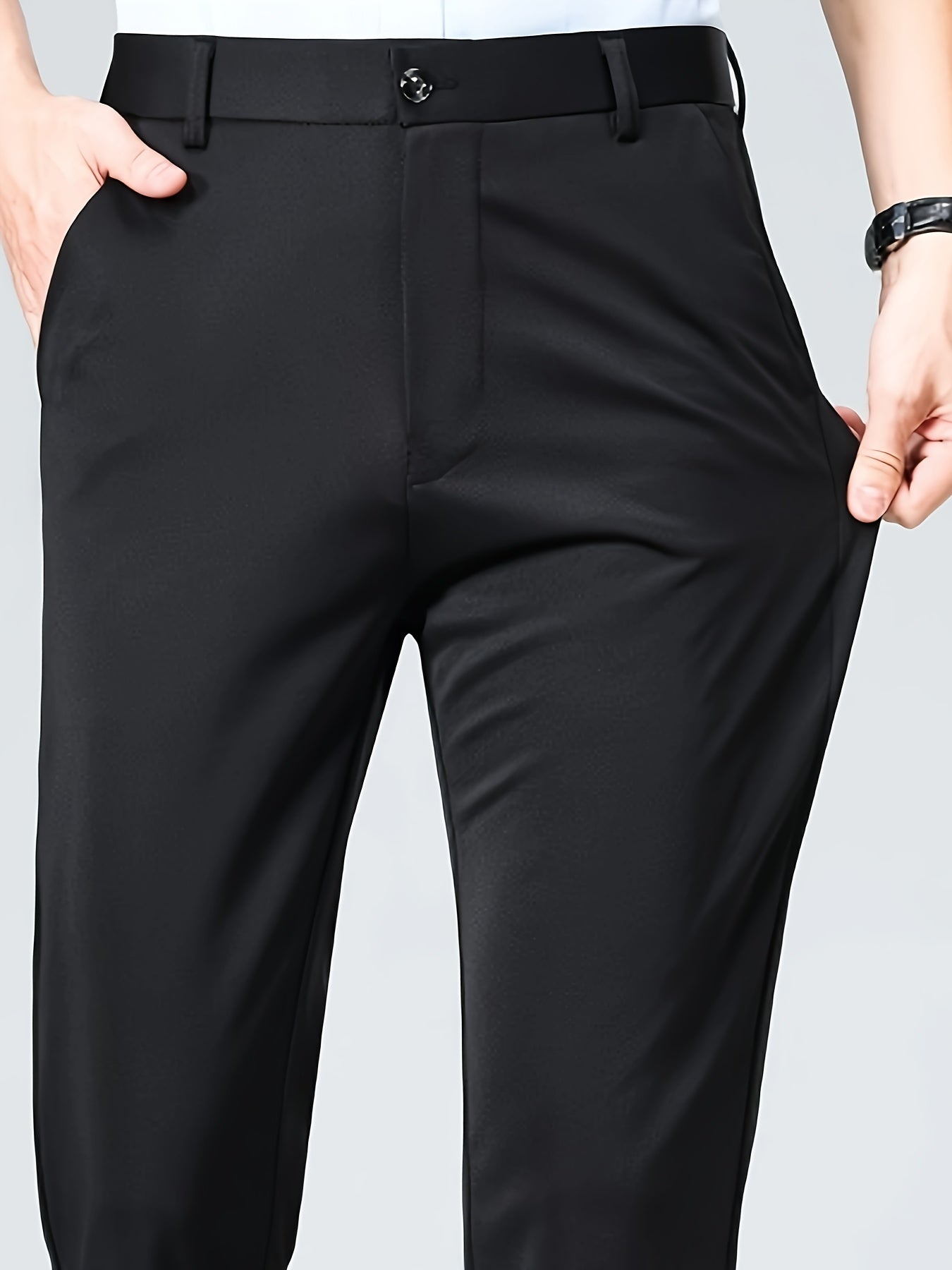 Men's Casual Long Trousers Business Slacks Straight Leg Pants for Men