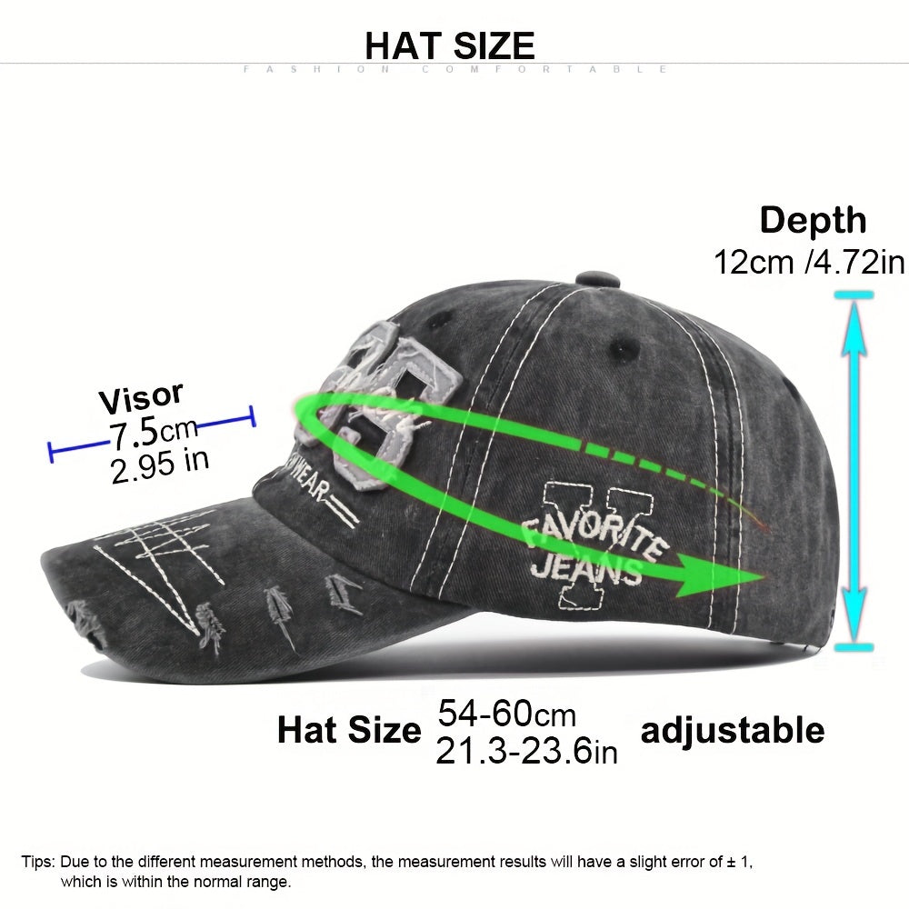 Vintage Distressed Baseball Cap with Embroidered Patch and Lightweight Feel