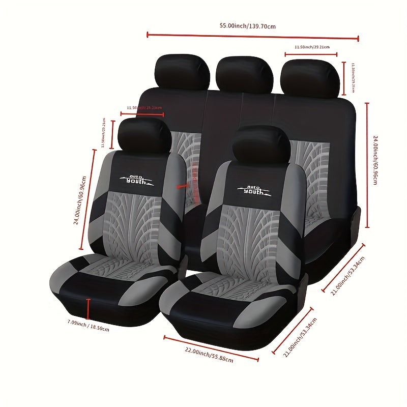 Universal Car Seat Covers for 5 Seats with Printed Letter Design Polyester Fit Most Vehicles