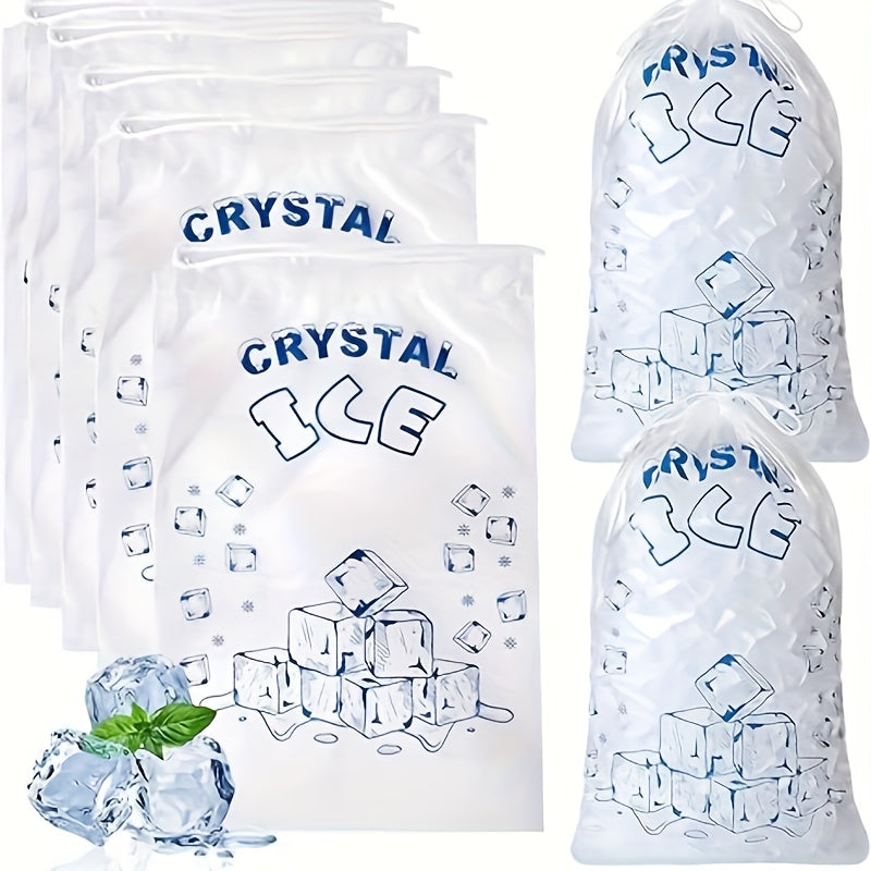 Set of 5 Reusable Crystal Ice Bags 4.54kg Leak-Proof Freezer Bags with Drawstring