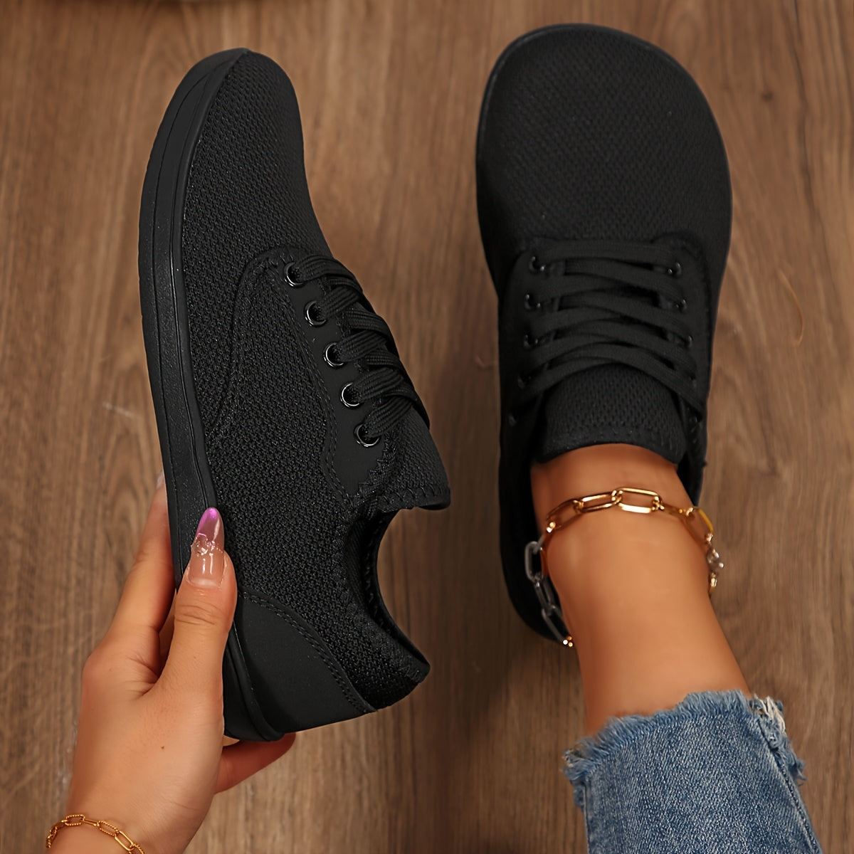 Ladies Wide-Head Casual Mesh Walking Shoes Non-Slip Rubber Sole