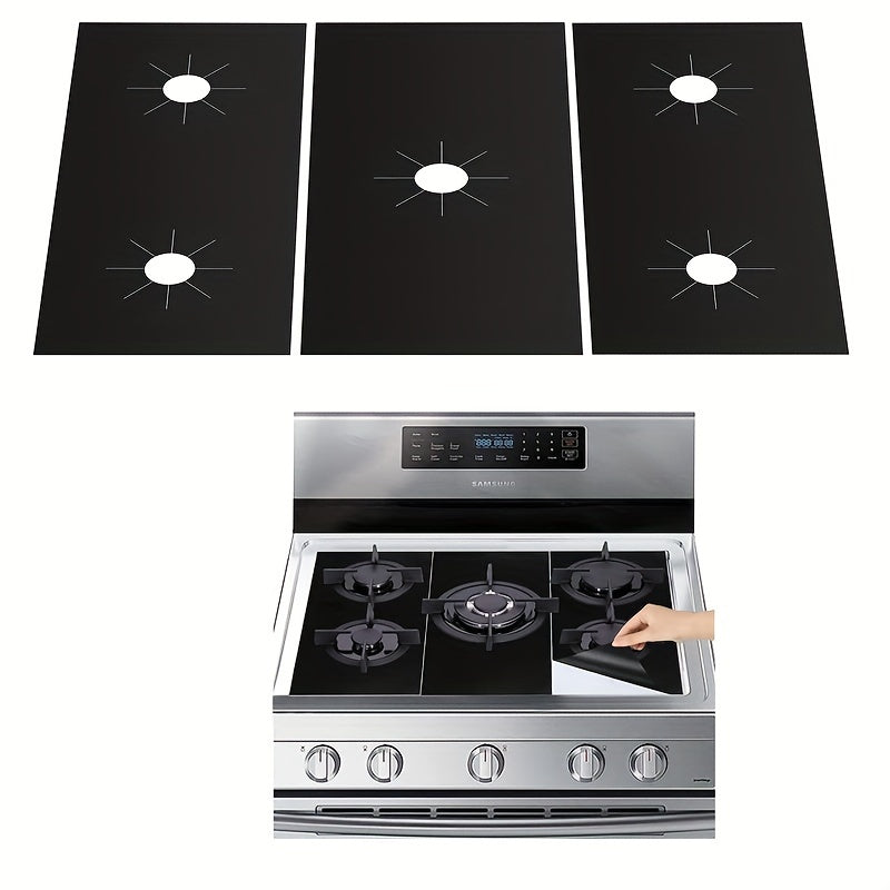 Set of 3 Reusable Gas Stove Protectors Non-Stick Heat-Resistant Easy-to-Clean Covers