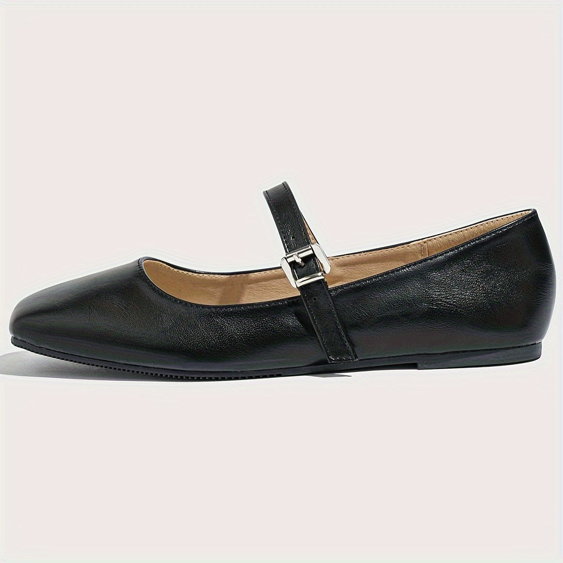 Ayollar uchun kvadrat barmoqli Mary Jane tufli, yopiladigan, burmalik bilan, oq, qora, qizil