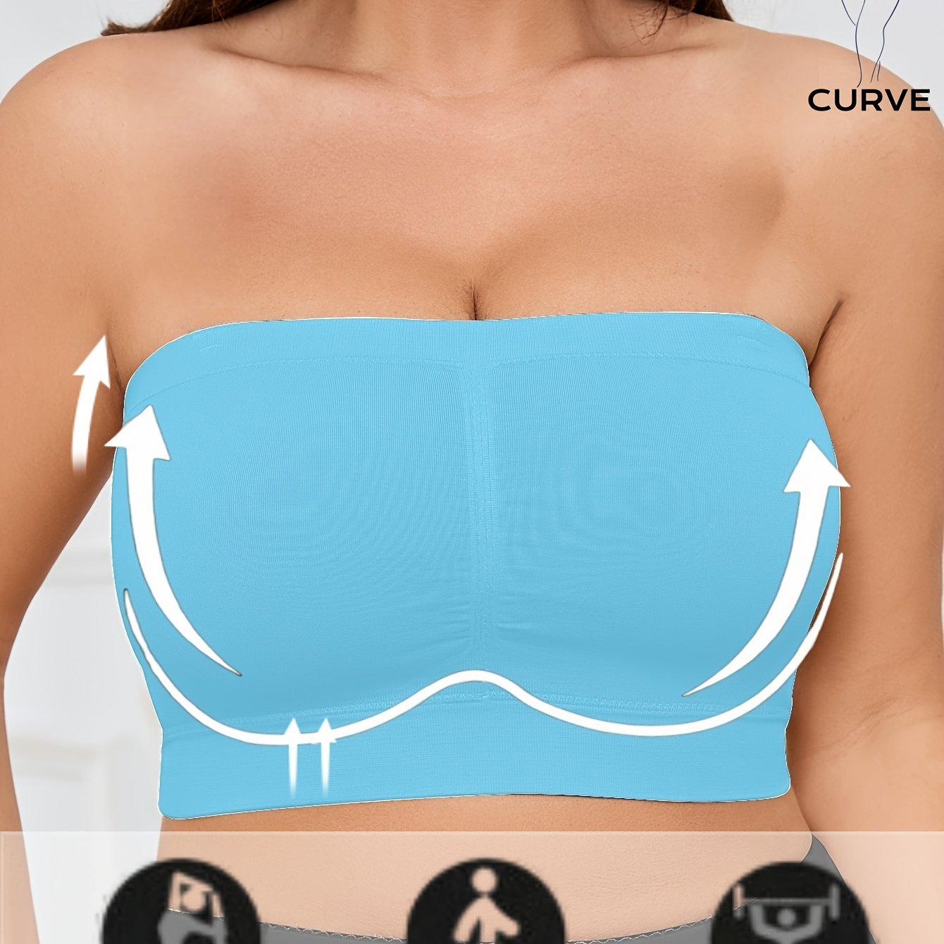 Plus Size Women's Seamless Backless Sports Bra Medium Support Yoga Gym Casual