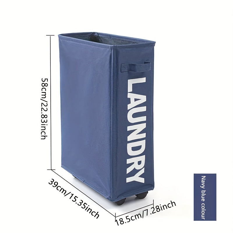 Cesta de ropa sucia con ruedas, diseño plegable y tapa de malla 55,88cm