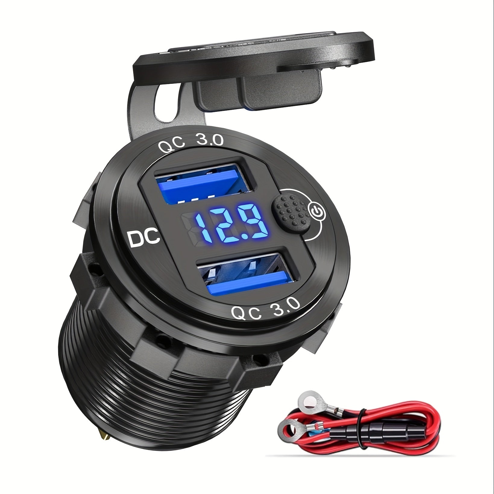Dual USB Car Charger Aluminum Alloy Fast Charging Adapter for Vehicles Boats