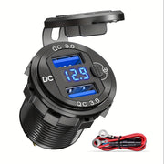 Dual USB Car Charger Aluminum Alloy Fast Charging Adapter for Vehicles Boats