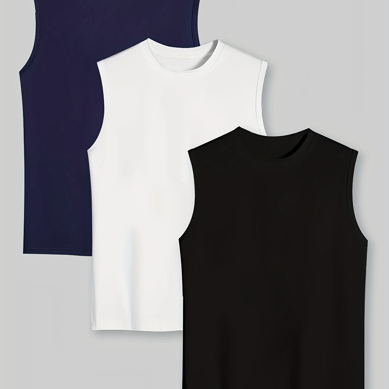 Adult Crew Neck Vest with Collar in Solid Colors Polyester Knit