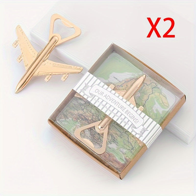 Golden Metal Airplane Bottle Opener Stainless Steel Travel Party Gift