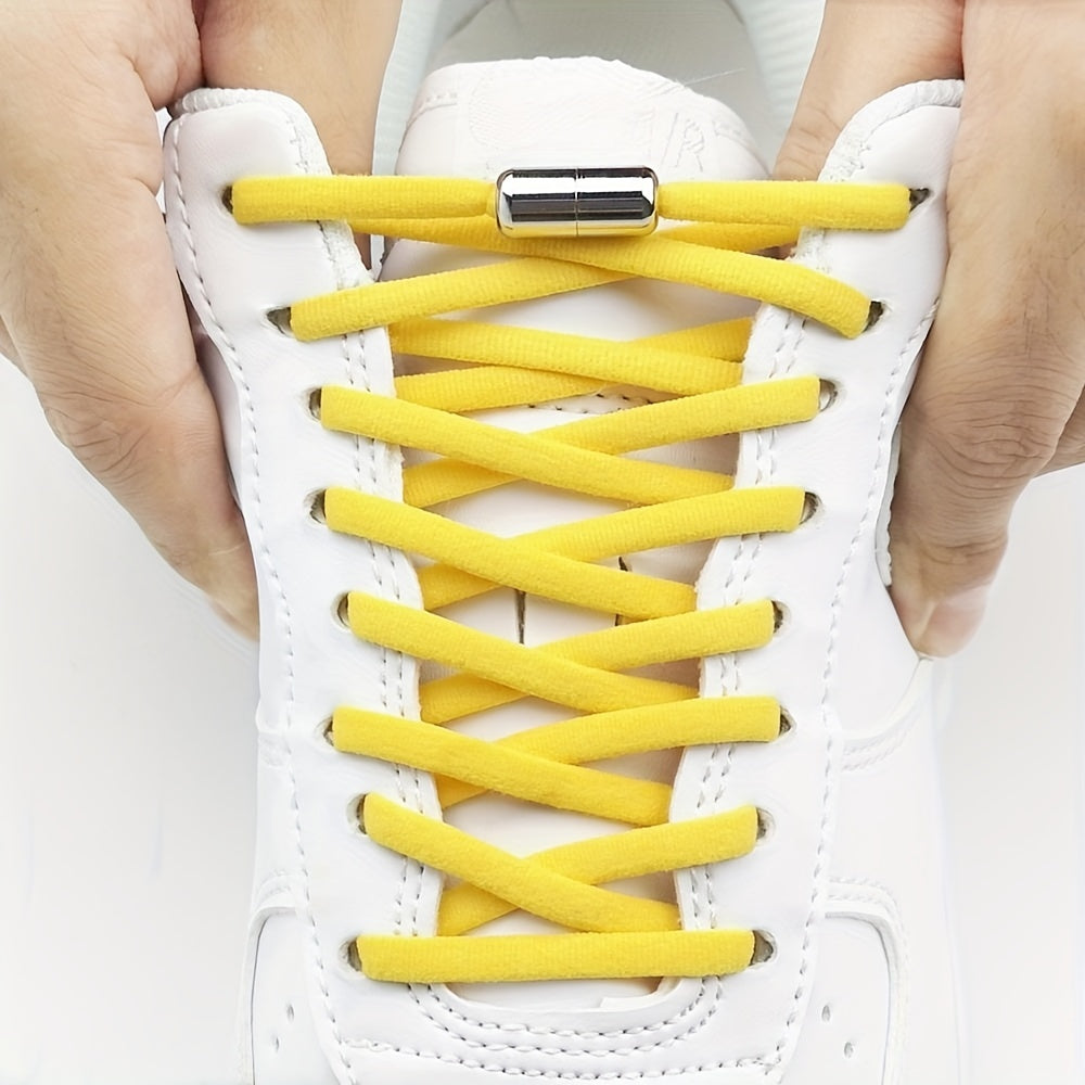 Unisex Elastic No Tie Shoelaces Adjustable Tieless Laces with Metal Buckles