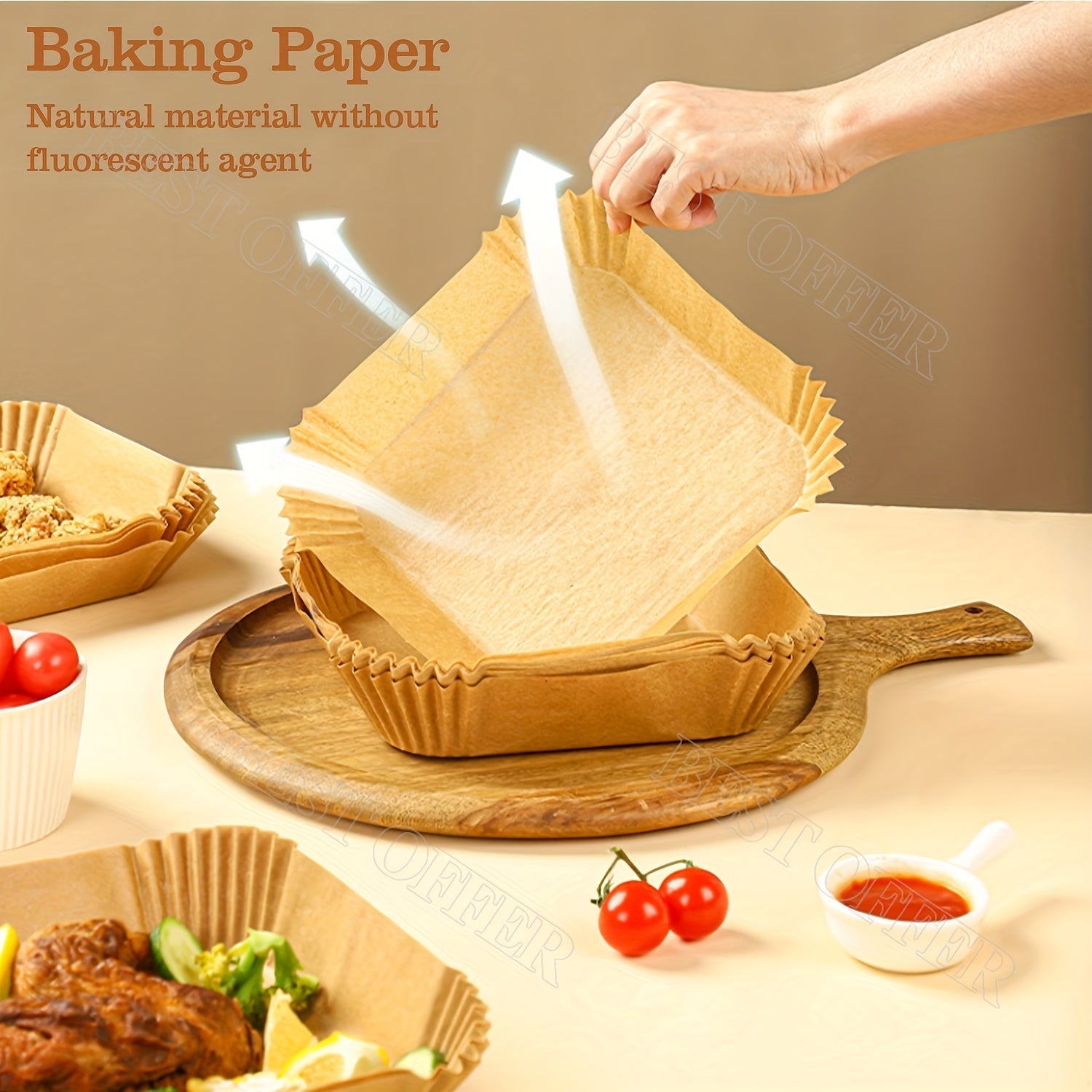 Disposable Square Air Fryer Paper Liners Non-Stick Baking 16cm 20cm