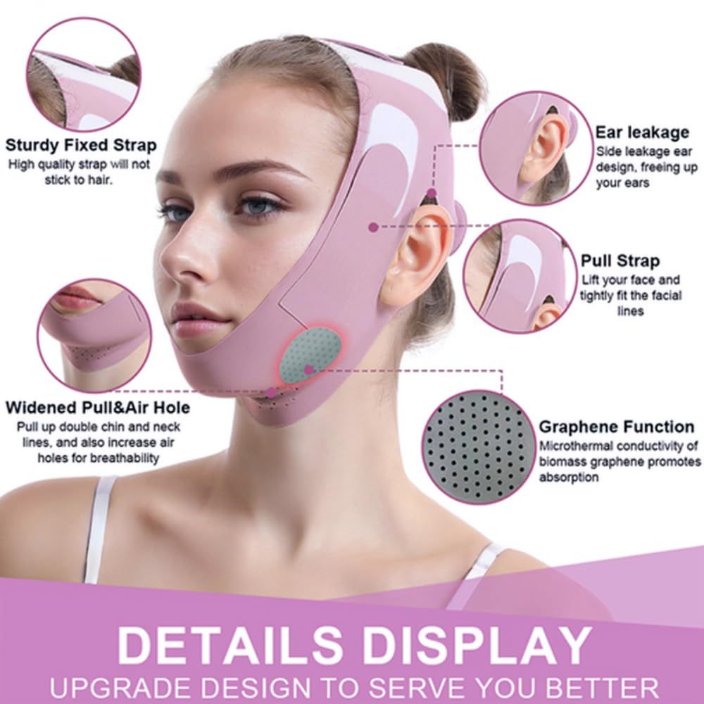 V-Line Chin Up Mask with Graphene Jaw Exerciser for Slimming Face - Lilac