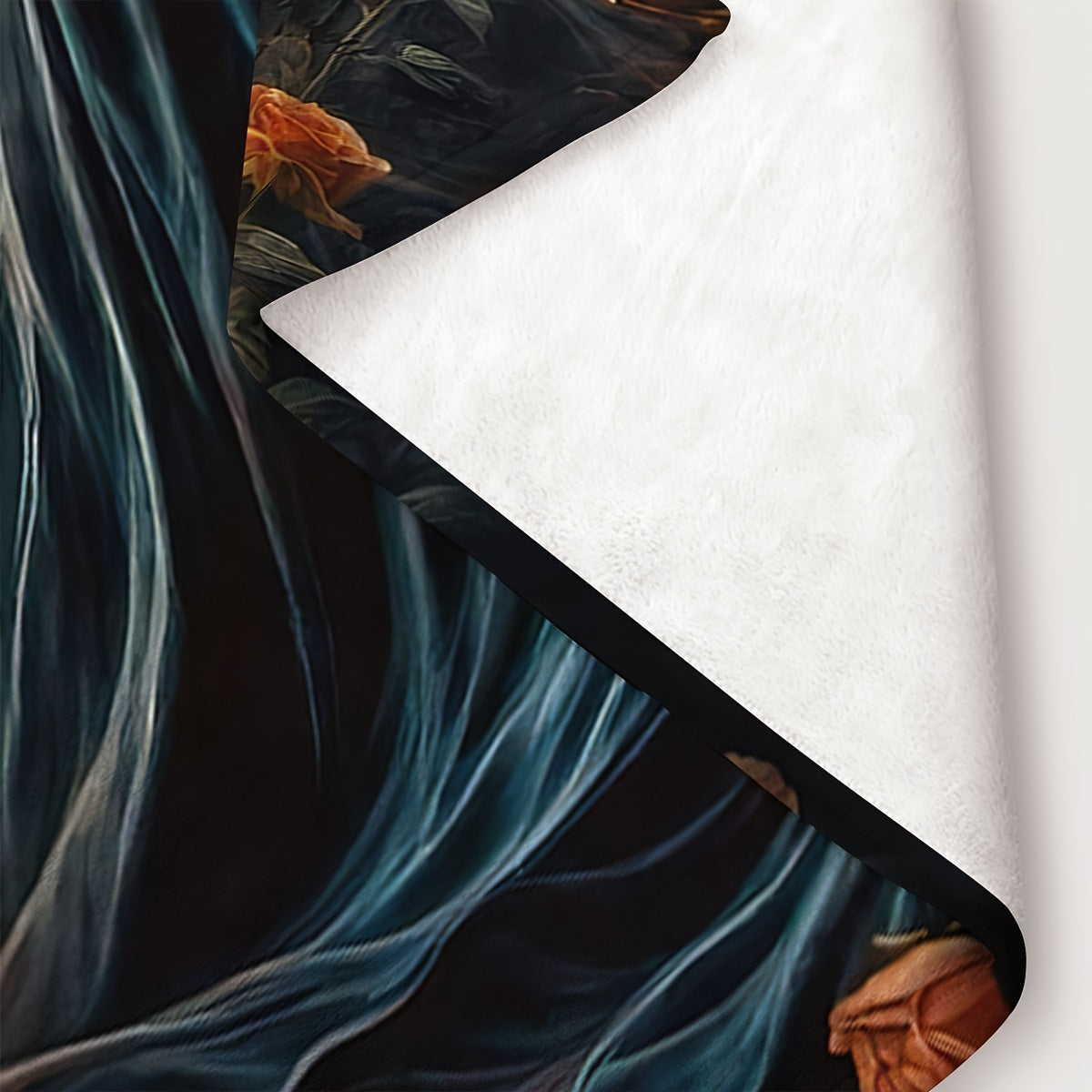 Reversible Knitted Polyester Throw Blanket with Fantasy Devil and Beauty Design