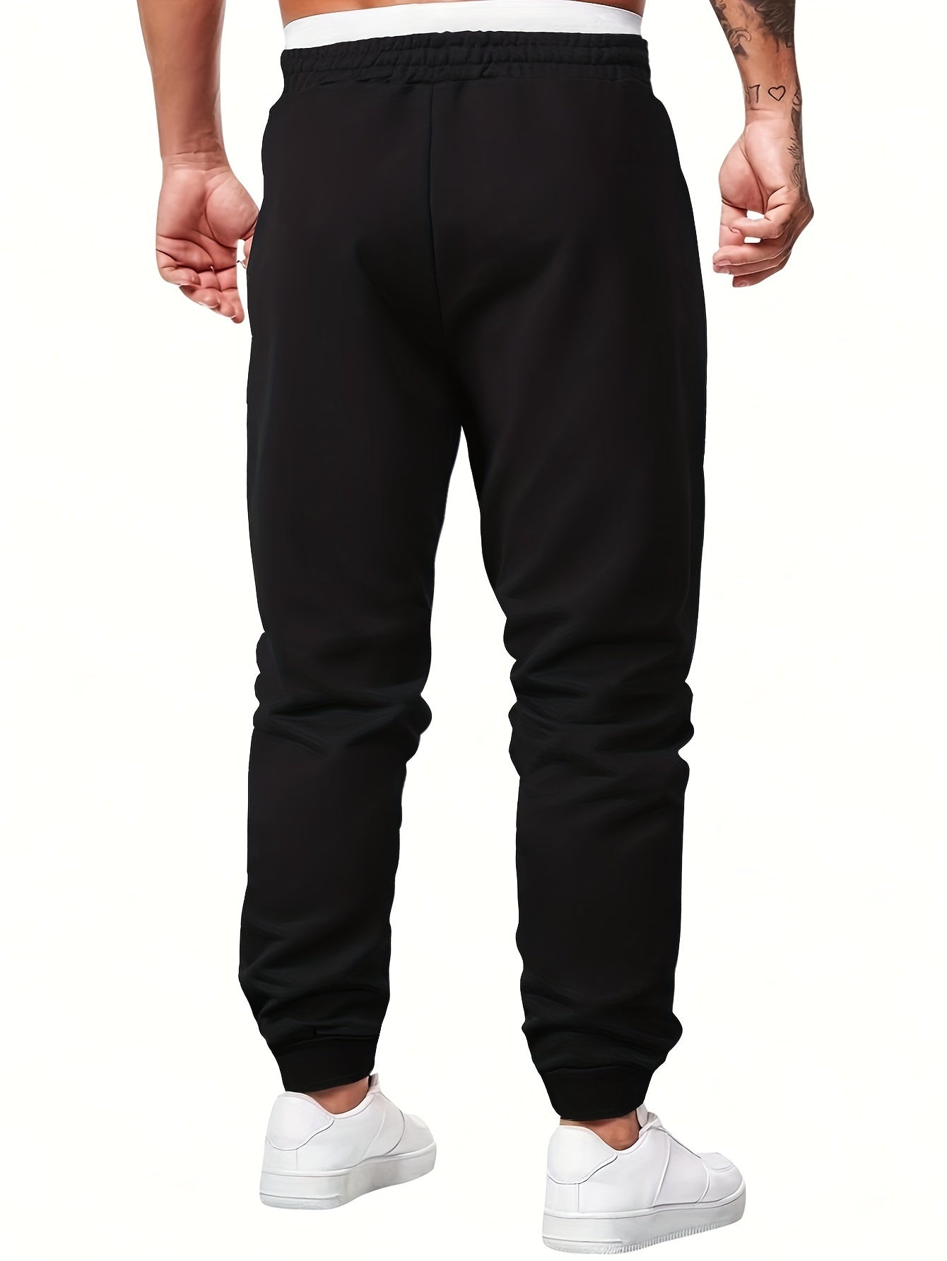 Men's Casual Knit Sweatpants with USA Flag Print Elastic Waist Drawstring for Outdoor Activities