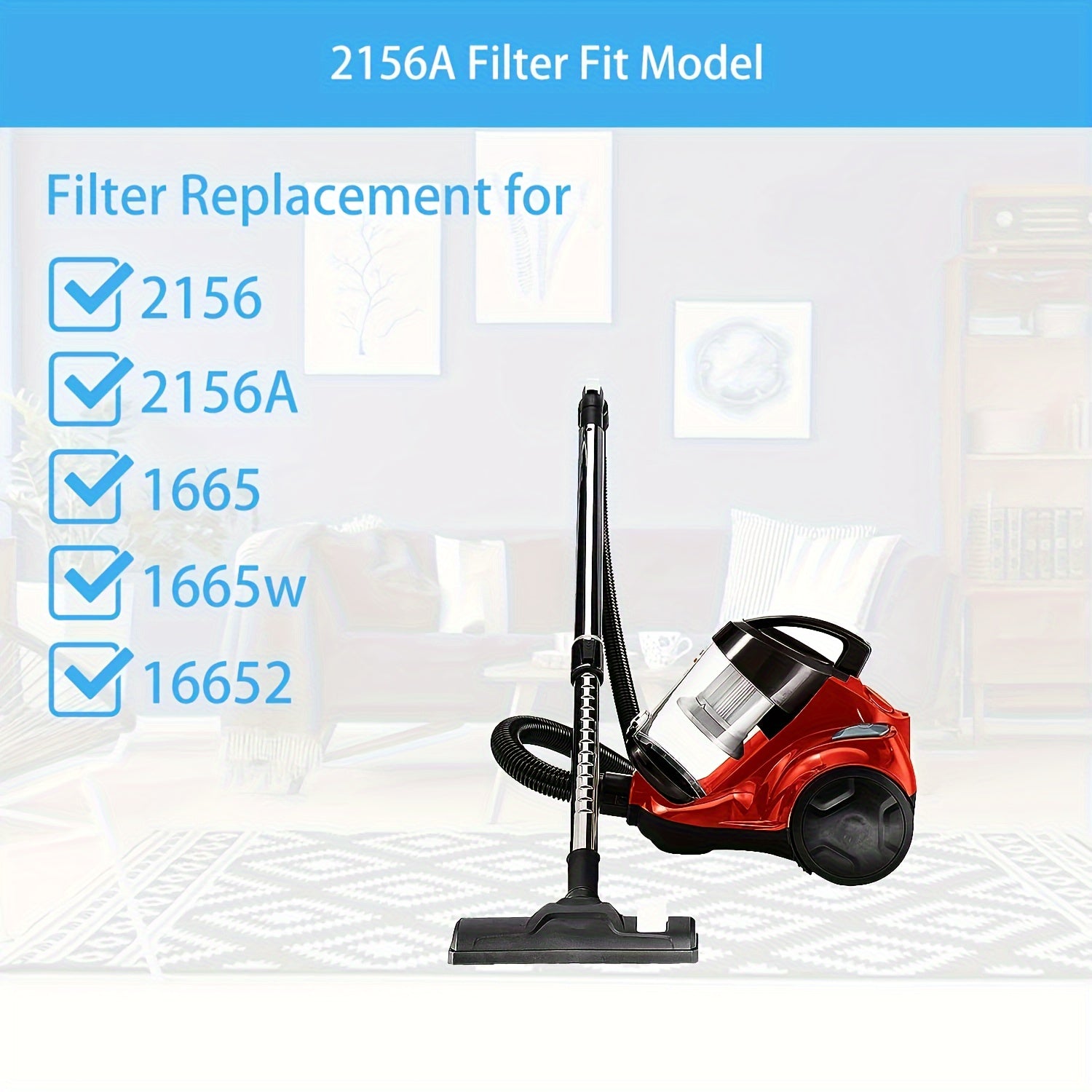 2 Replacement Vacuum Filters for Bagless Canister Vacuum, Compatible with 2156A