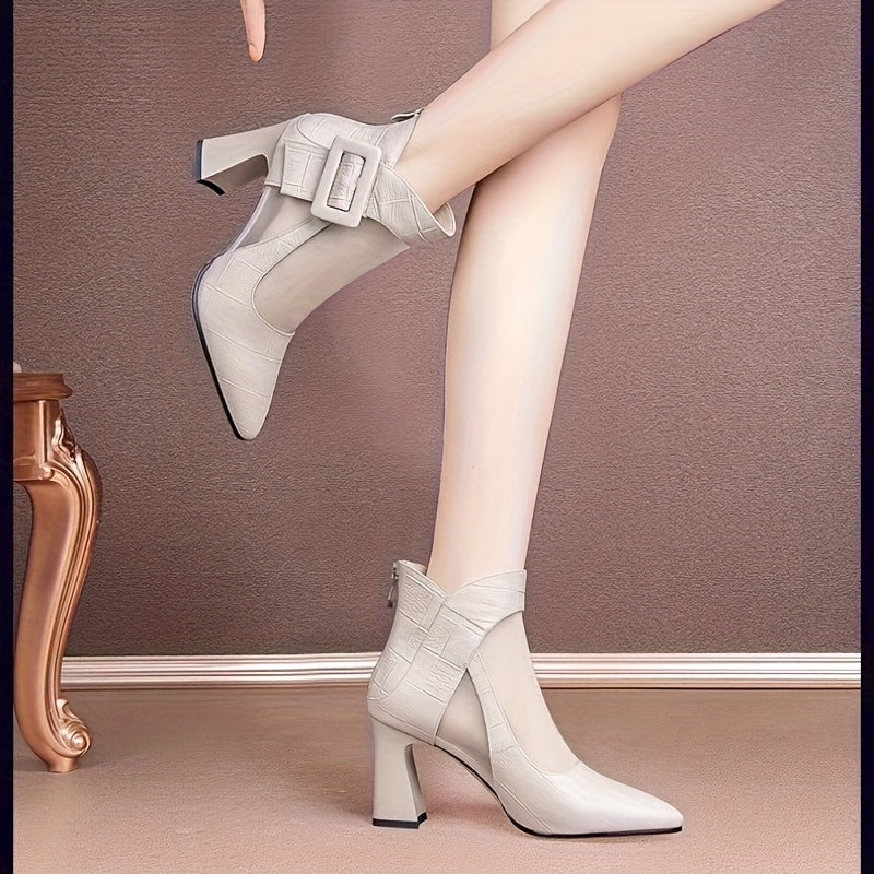 Women's Mary Jane Shoes Pointed Toe Block Heels Breathable Mesh Black Office Wear