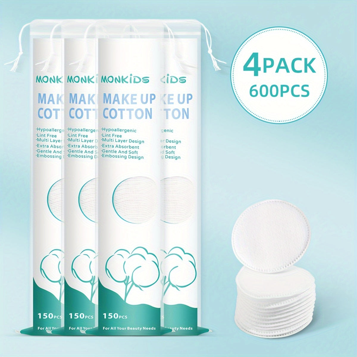 Breathable Double-Sided Makeup Remover Pads 150 300 600 Pcs for Face Cleansing