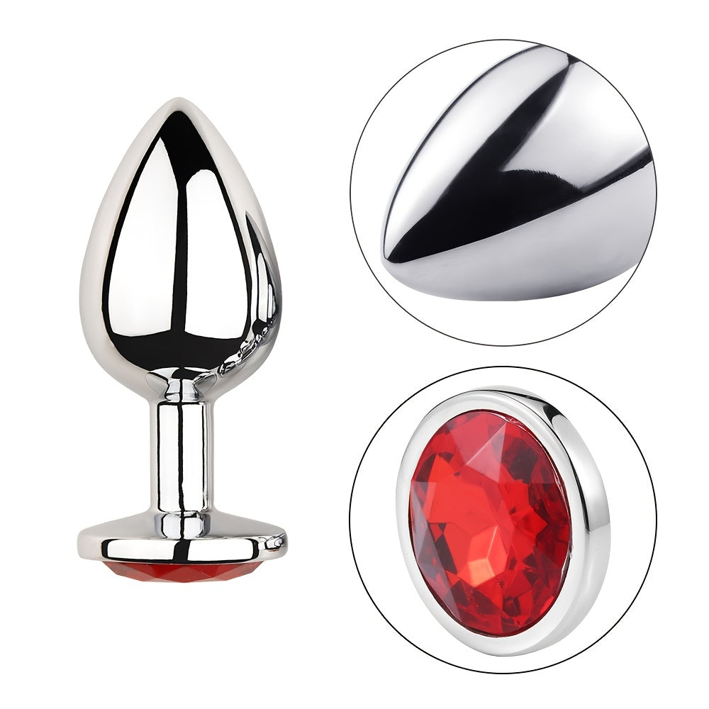 Red Gem Base Metal G-Spot Anal Plug for Adults
