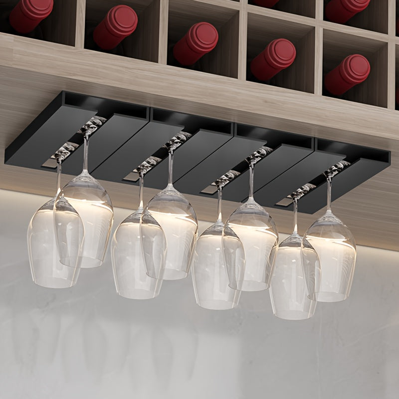 Plastic Wine Glass Holder Wall Mount Rack Space-Saving Under Cabinet Storage