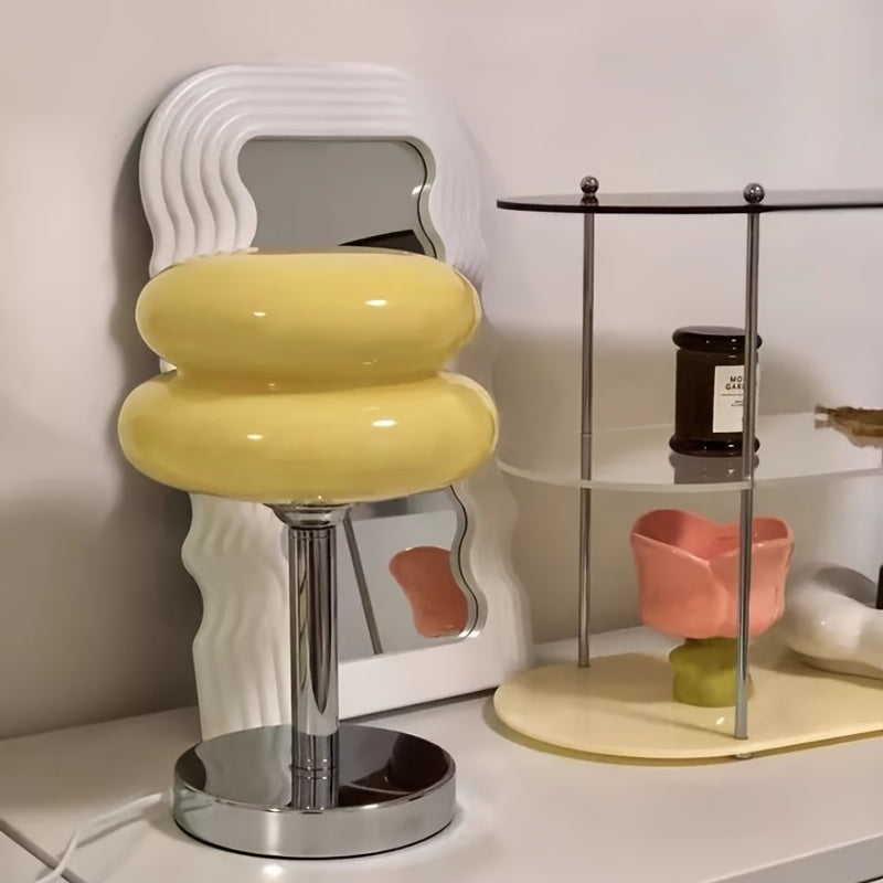 Modern Murano Glass USB Table Lamp Adjustable Brightness Touch Control Soft Glow White Yellow Orange