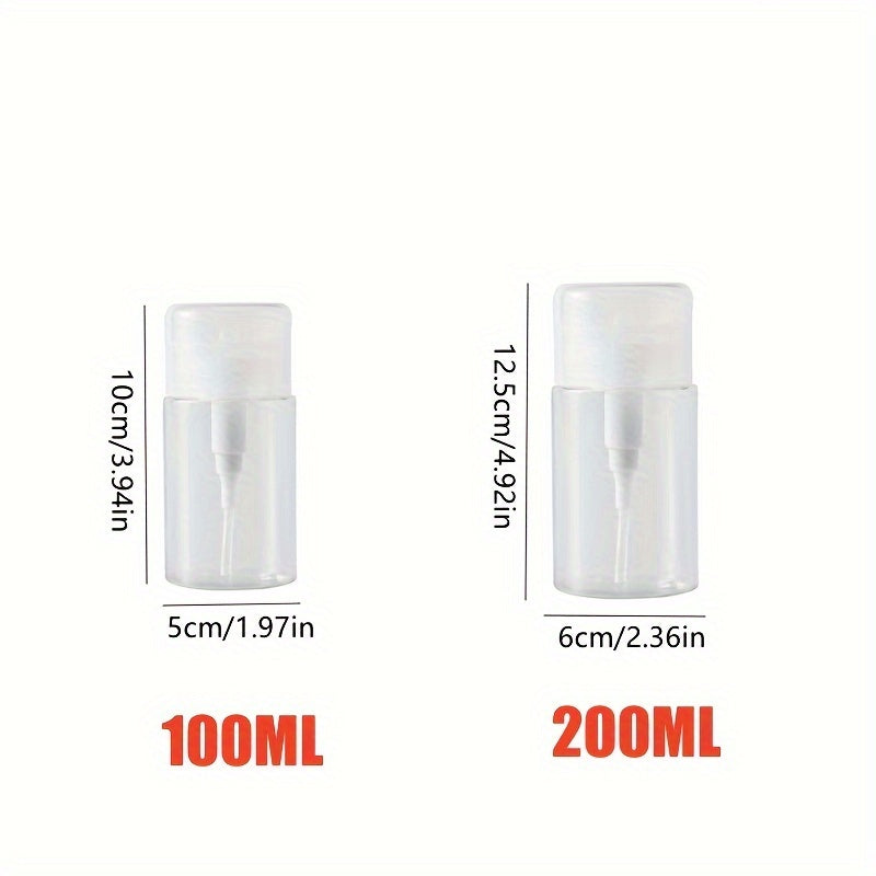 Clear Plastic Pump Dispenser Bottle 100ml 200ml Travel Nail Polish Makeup Remover
