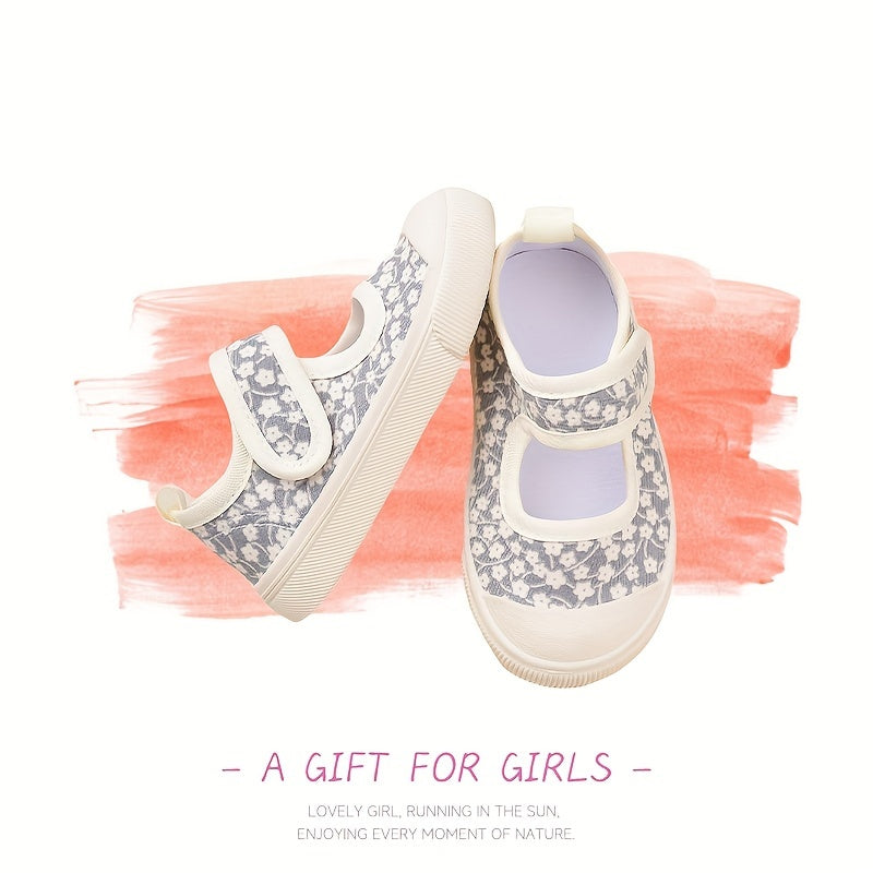 Girls Floral Canvas Sneakers Non-Slip Breathable Casual for Spring Fall
