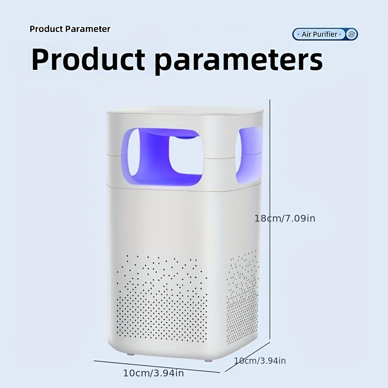 Indoor Air Purifier White Blue LED Smoke Odor Elimination USB Powered