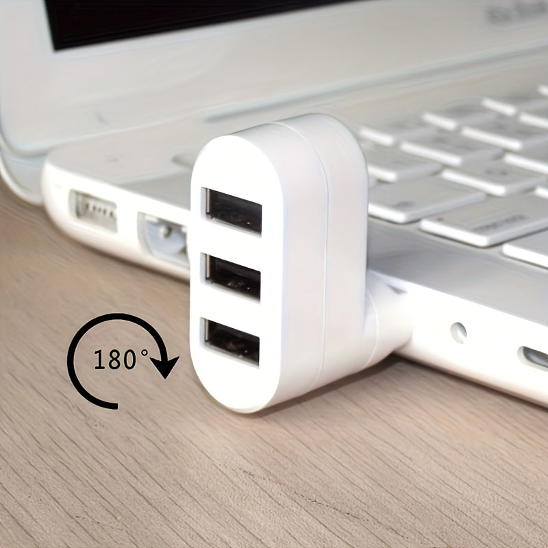 Мини-USB сплиттер-адаптер с 3 вращающимися портами для ноутбука и ПК