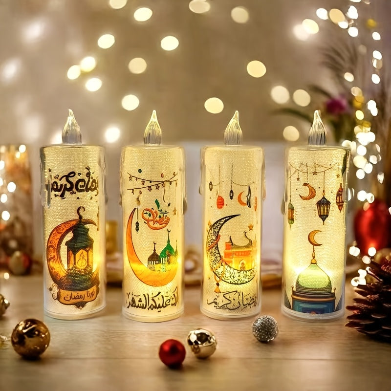 LED Flameless Candles with Islamic Motifs for Ramadan Indoor Outdoor Decor Party Family Celebrations
