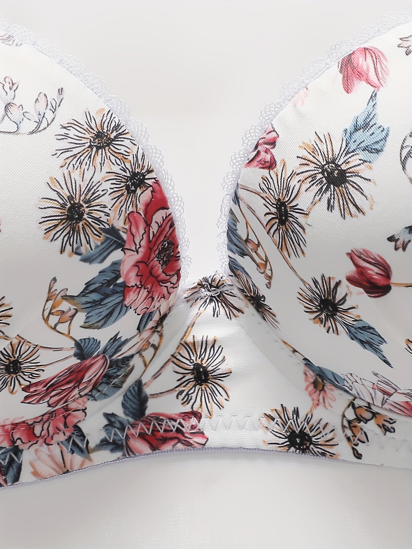 Women's Floral Print Seamless Push Up Bra and Panty Set Lingerie