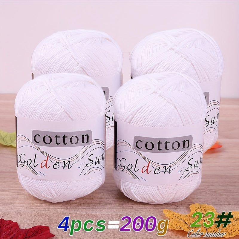 4pcs Cotton Yarn Medium Weight for Crocheting Knitting Multicolor Gradient Autumn Leaves Design