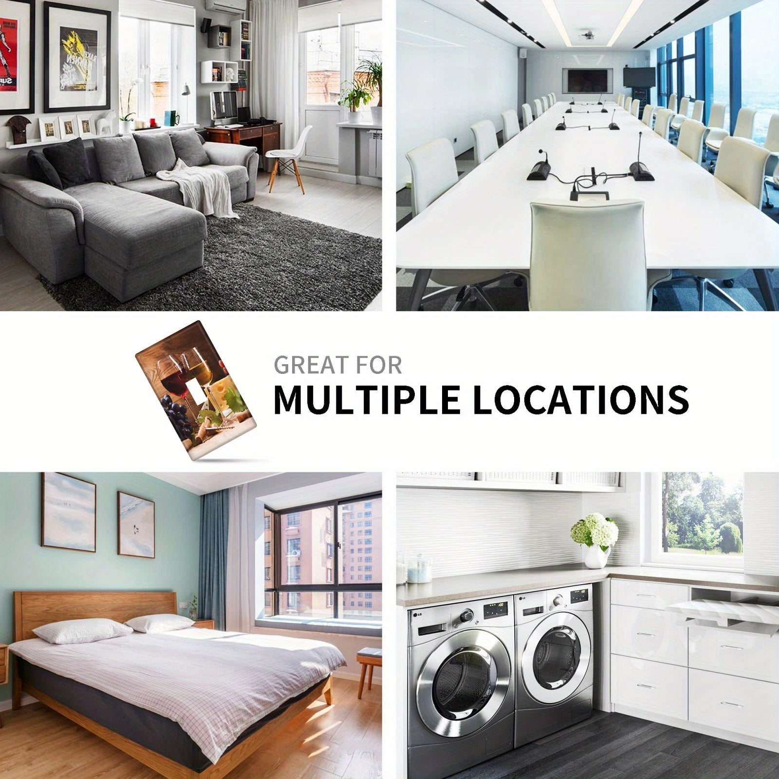 Cubierta decorativa de interruptor de tornillo con tema de vino y queso para baño y dormitorio