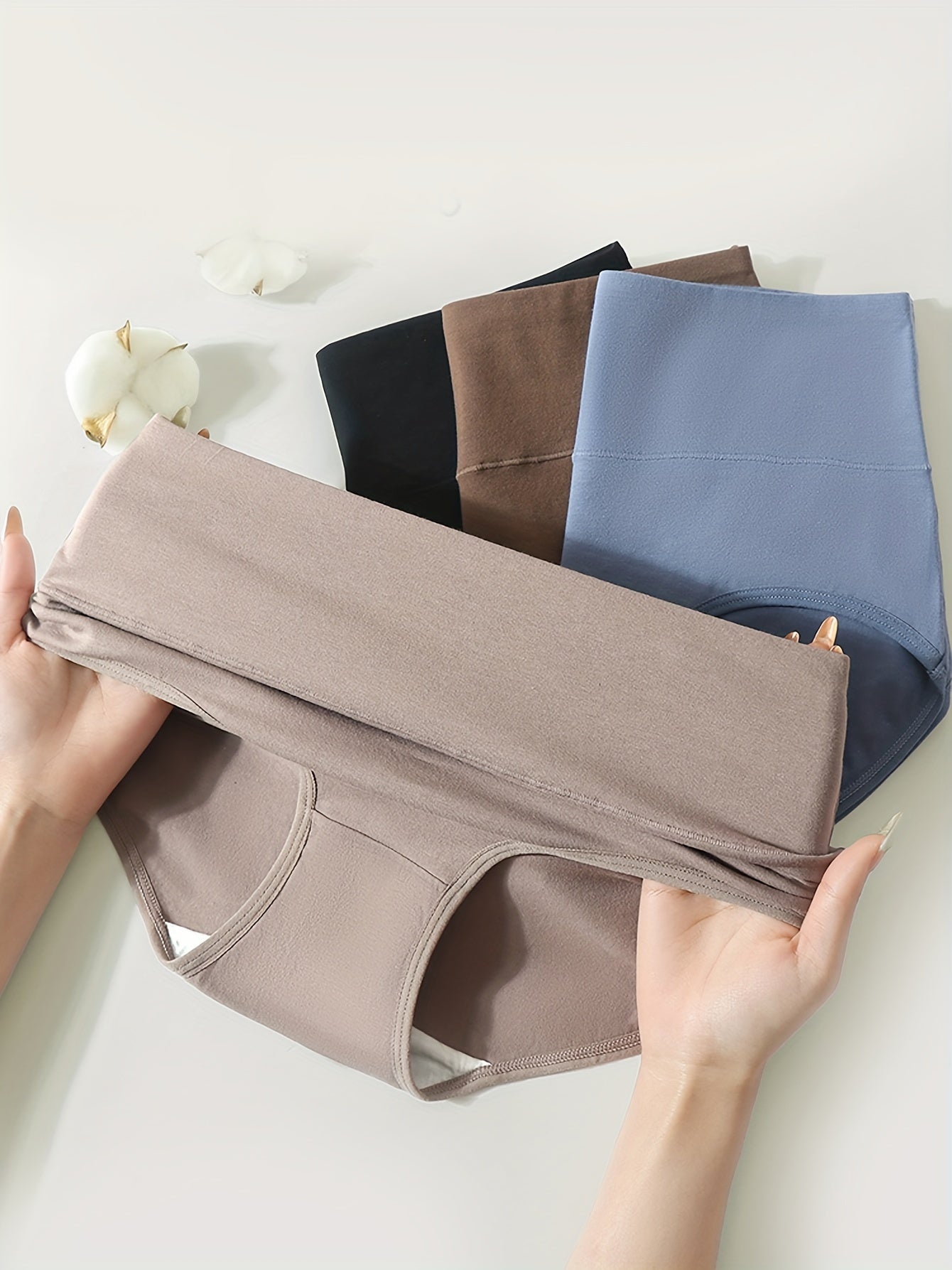 4pcs High-Waisted Women's Panties Set Tummy Control Butt Lift Plus Size Breathable Cotton