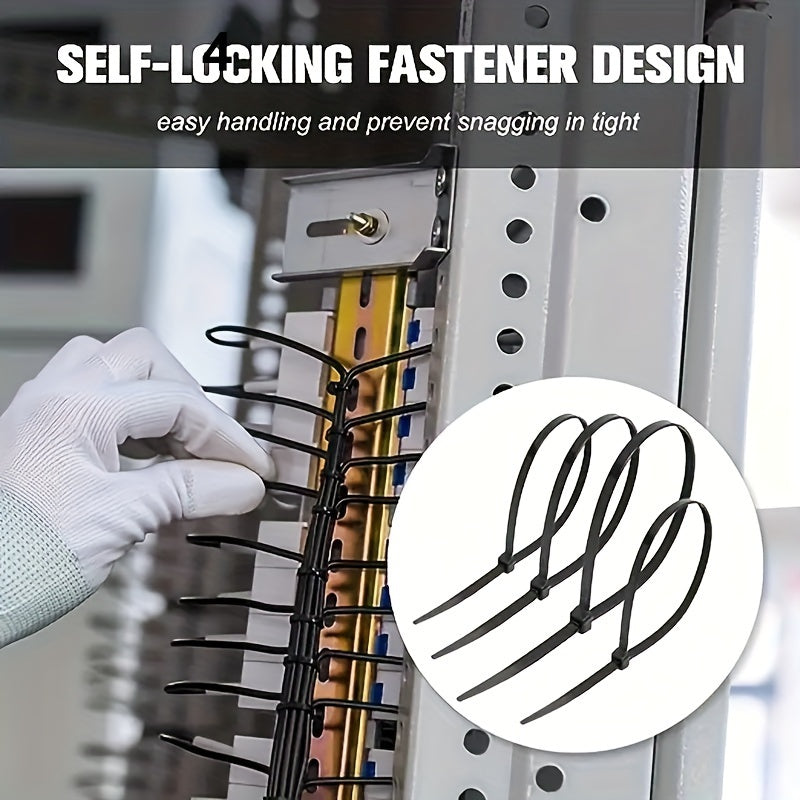 300 piezas de cinta de nylon negro ajustable de bloqueo automático, corbata de cremallera