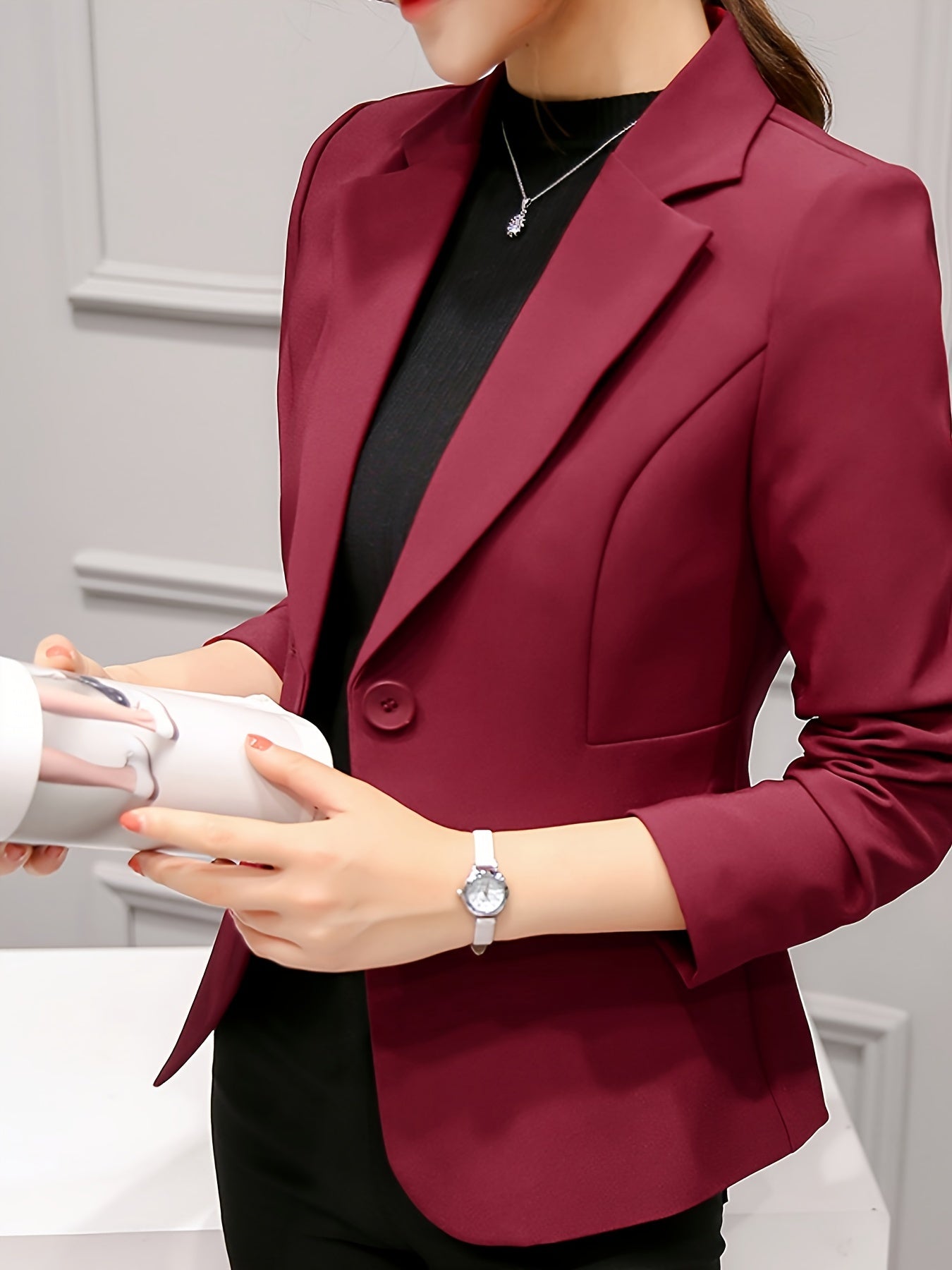 Women's Autumn Suit Long Sleeve Solid Polyester Casual Versatile Small Size