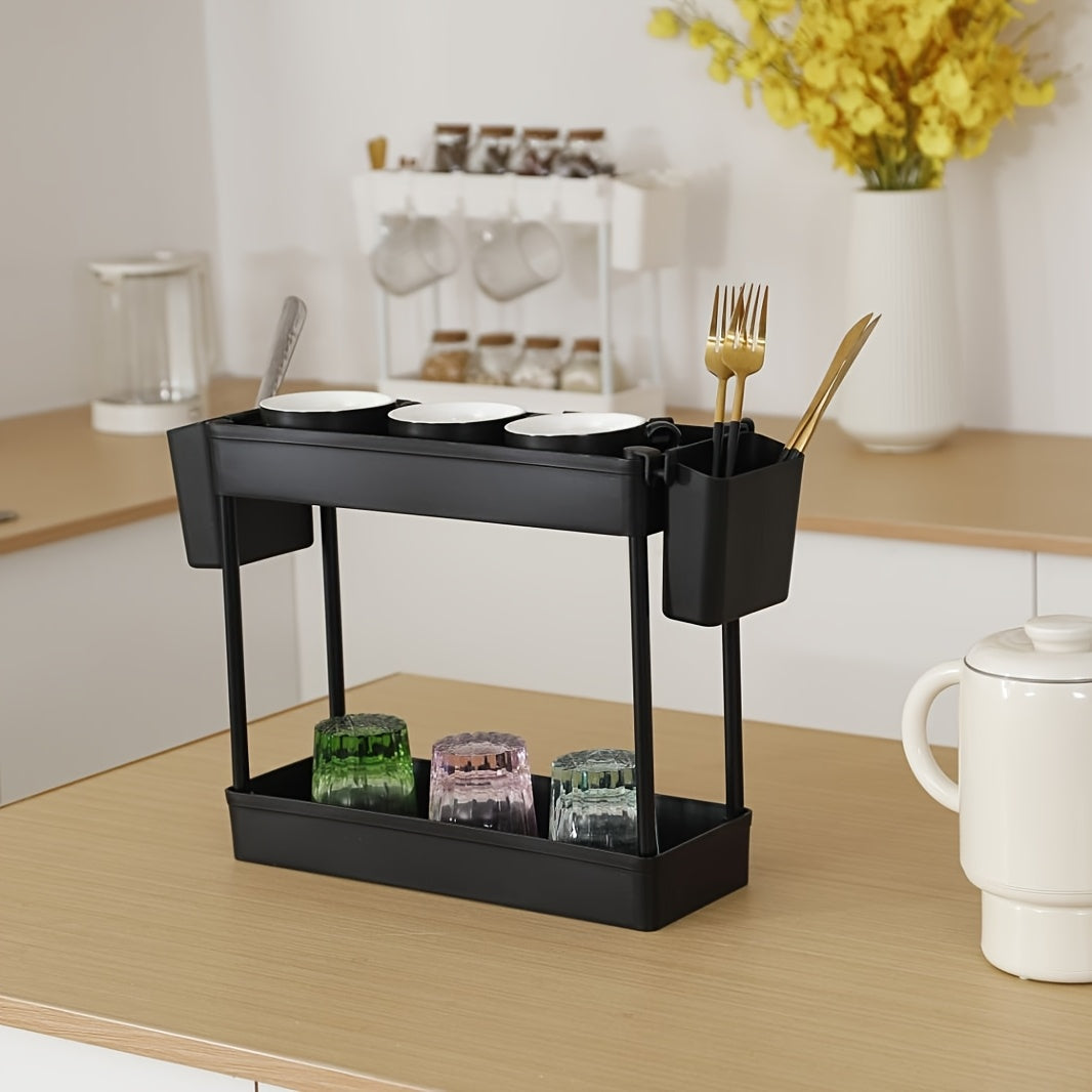 2-Tier White Sink Organizer Rack for Kitchen Storage and Spices