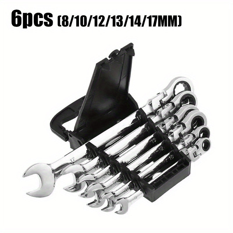 Llave de carraca de cabeza flexible universal de 8-19 mm, herramienta de doble propósito