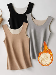 Women's Thermal Underwear Sets Sleeveless Slim Fit Plush Top Soft Lingerie Sleepwear